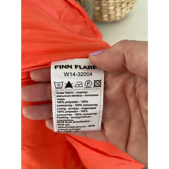 Finn Flare Orange Puffer Jacket Size L - Picture 6 of 7